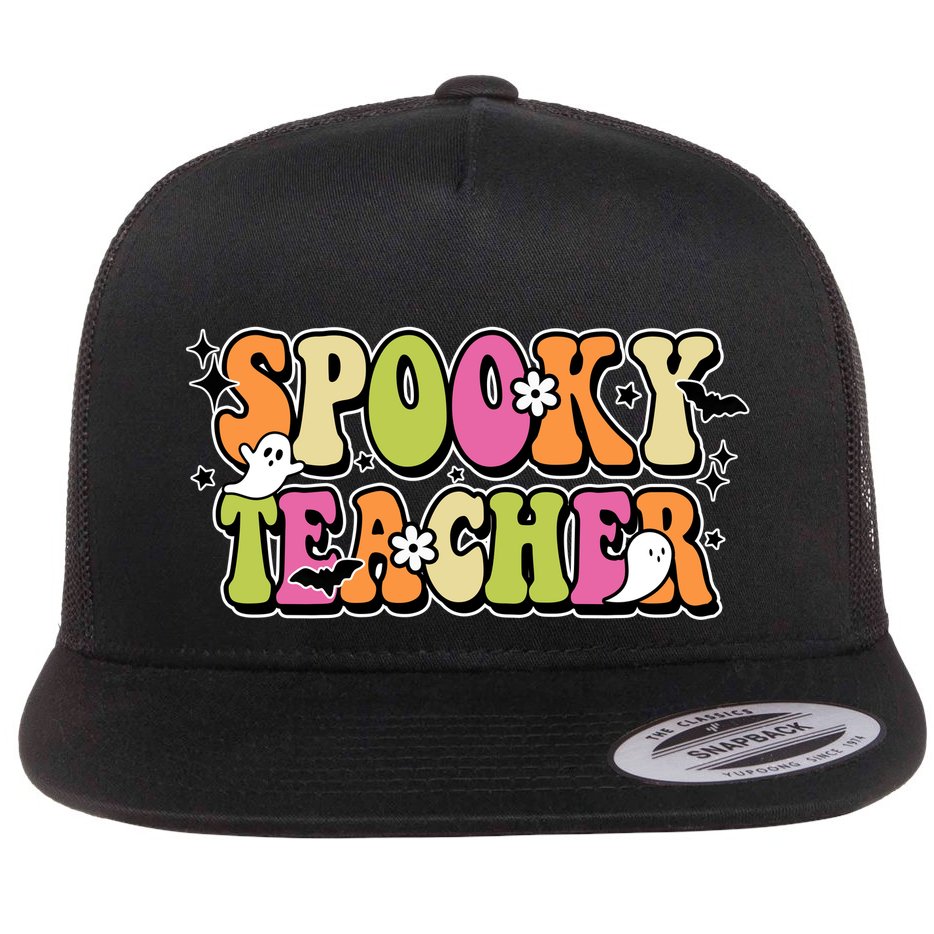 Spooky Teacher Festive Halloween Cute Flat Bill Trucker Hat