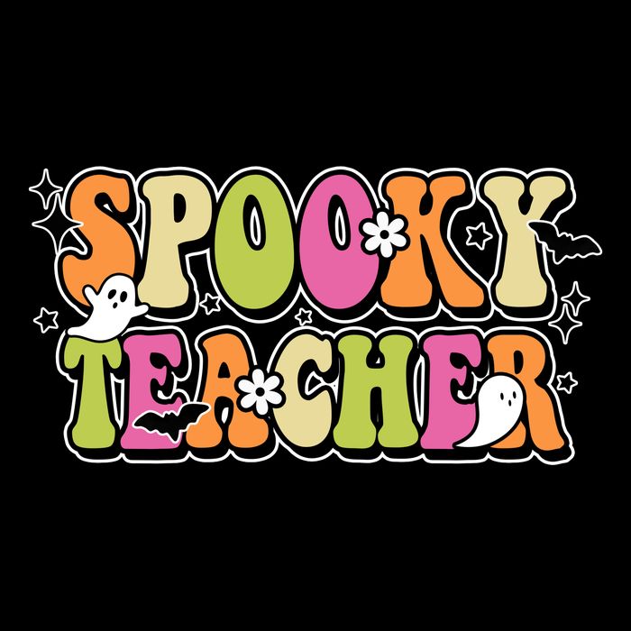 Spooky Teacher Festive Halloween Cute Flat Bill Trucker Hat