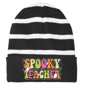 Spooky Teacher Festive Halloween Cute Striped Beanie with Solid Band