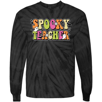 Spooky Teacher Festive Halloween Cute Tie-Dye Long Sleeve Shirt