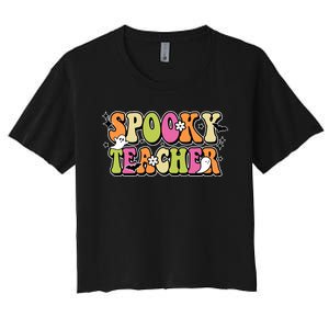 Spooky Teacher Festive Halloween Cute Women's Crop Top Tee