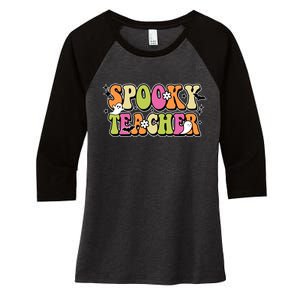 Spooky Teacher Festive Halloween Cute Women's Tri-Blend 3/4-Sleeve Raglan Shirt