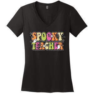 Spooky Teacher Festive Halloween Cute Women's V-Neck T-Shirt