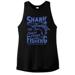 Shark Tropical Fishing World Greatest Fishing Club Ladies PosiCharge Tri-Blend Wicking Tank