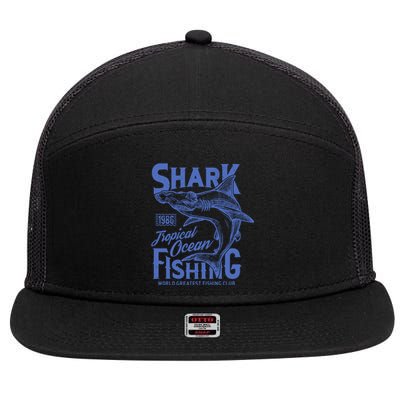 Shark Tropical Fishing World Greatest Fishing Club 7 Panel Mesh Trucker Snapback Hat