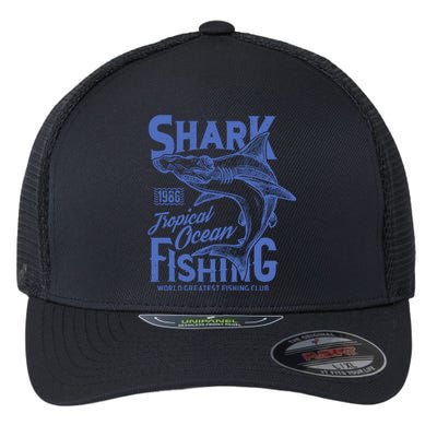 Shark Tropical Fishing World Greatest Fishing Club Flexfit Unipanel Trucker Cap