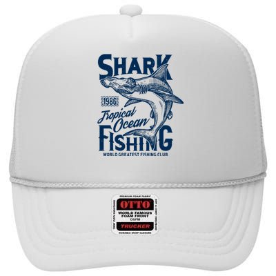 Shark Tropical Fishing World Greatest Fishing Club High Crown Mesh Back Trucker Hat