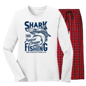 Shark Tropical Fishing World Greatest Fishing Club Women's Long Sleeve Flannel Pajama Set 