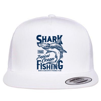 Shark Tropical Fishing World Greatest Fishing Club Flat Bill Trucker Hat