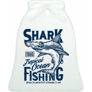 Shark Tropical Fishing World Greatest Fishing Club Ceramic Bell Ornament