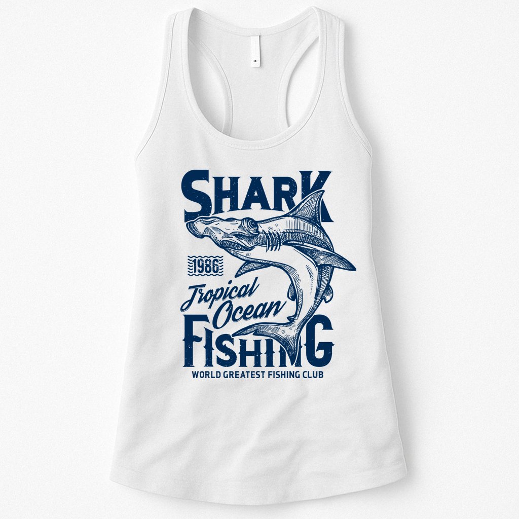 Shark Tropical Fishing World Greatest Fishing Club Womens Tank Top