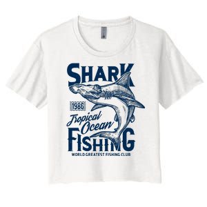 Shark Tropical Fishing World Greatest Fishing Club Women's Crop Top Tee