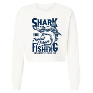 Shark Tropical Fishing World Greatest Fishing Club Cropped Pullover Crew