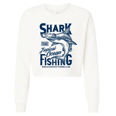 Shark Tropical Fishing World Greatest Fishing Club Cropped Pullover Crew