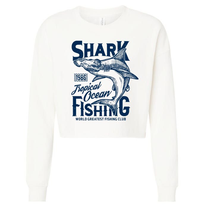 Shark Tropical Fishing World Greatest Fishing Club Cropped Pullover Crew