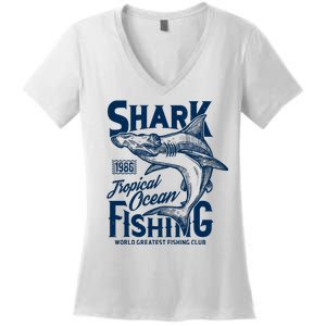 Shark Tropical Fishing World Greatest Fishing Club Women's V-Neck T-Shirt