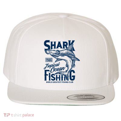 Shark Tropical Fishing World Greatest Fishing Club Wool Snapback Cap