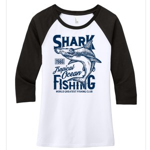 Shark Tropical Fishing World Greatest Fishing Club Women's Tri-Blend 3/4-Sleeve Raglan Shirt