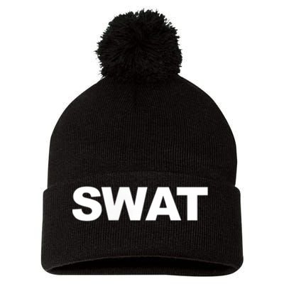 SWAT Team Front Back Print SWAT Team Pom Pom 12in Knit Beanie