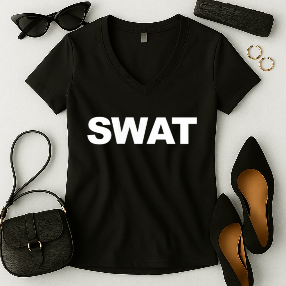 SWAT Team Front Back Print SWAT Team Women's V-Neck T-Shirt