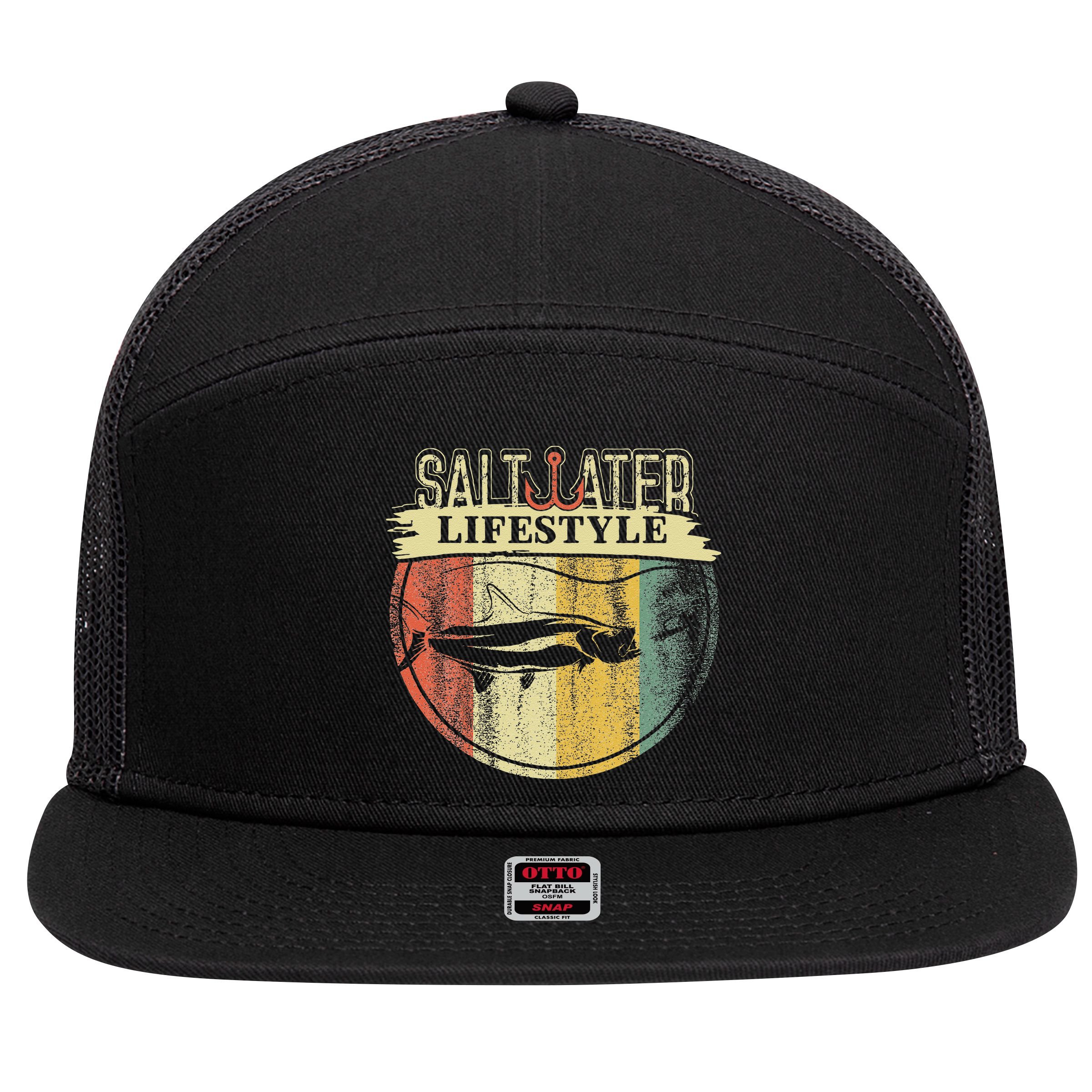 Saltwater Tarpon Fishing Sport Game Fish Lover Fisherman 7 Panel Mesh Trucker Snapback Hat