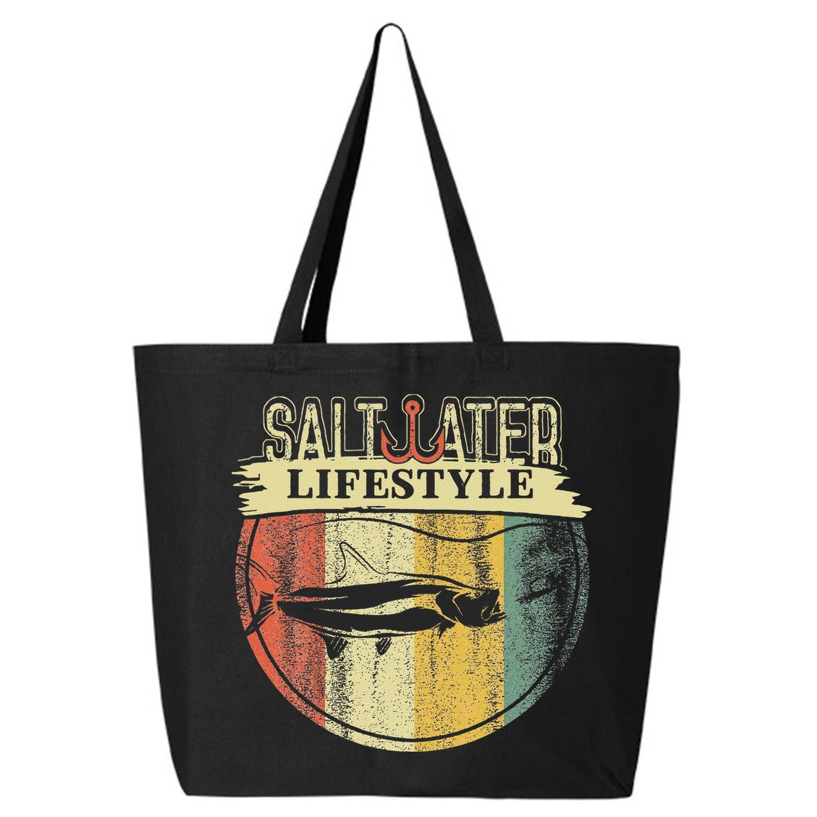 Saltwater Tarpon Fishing Sport Game Fish Lover Fisherman 25L Jumbo Tote