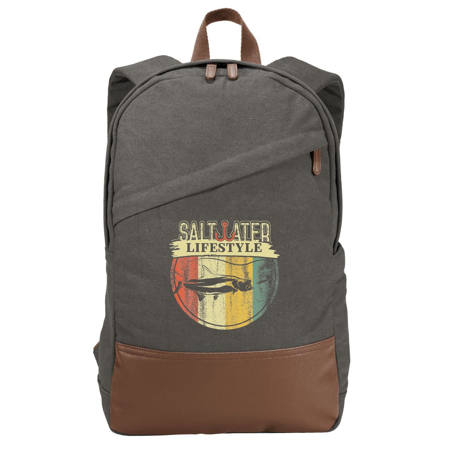 Saltwater Tarpon Fishing Sport Game Fish Lover Fisherman Cotton Canvas Backpack