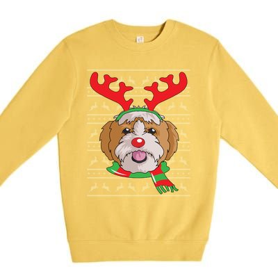 Shih Tzu Gift Reindeer Christmas Gift Top Premium Crewneck Sweatshirt