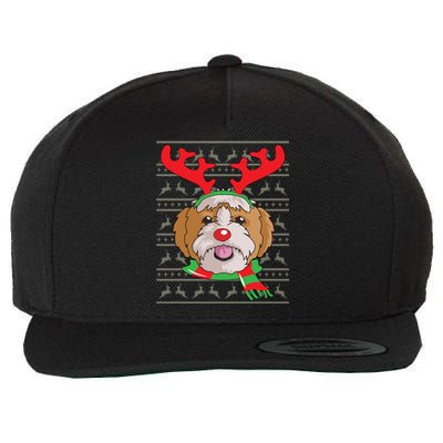 Shih Tzu Gift Reindeer Christmas Gift Top Wool Snapback Cap