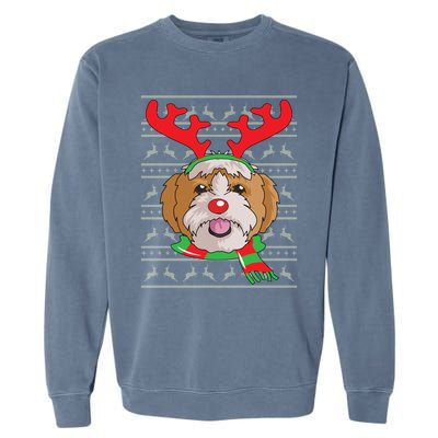 Shih Tzu Gift Reindeer Christmas Gift Top Garment-Dyed Sweatshirt