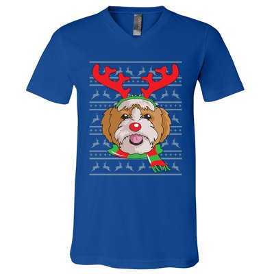 Shih Tzu Gift Reindeer Christmas Gift Top V-Neck T-Shirt