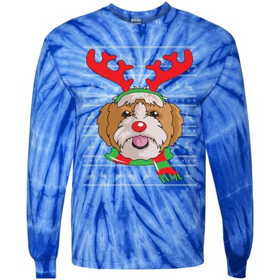 Shih Tzu Gift Reindeer Christmas Gift Top Tie-Dye Long Sleeve Shirt