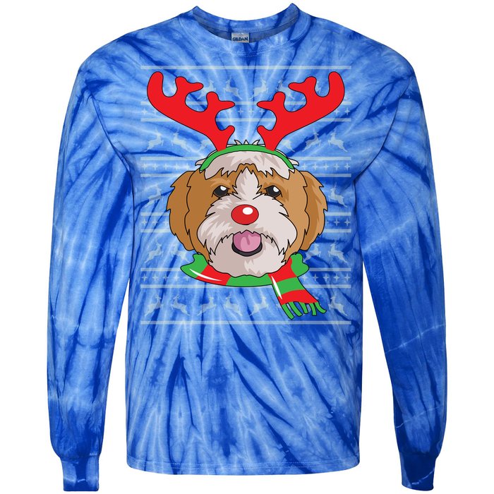 Shih Tzu Gift Reindeer Christmas Gift Top Tie-Dye Long Sleeve Shirt