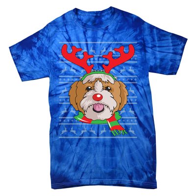 Shih Tzu Gift Reindeer Christmas Gift Top Tie-Dye T-Shirt