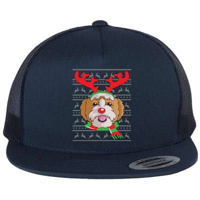 Shih Tzu Gift Reindeer Christmas Gift Top Flat Bill Trucker Hat