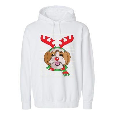 Shih Tzu Gift Reindeer Christmas Gift Top Garment-Dyed Fleece Hoodie