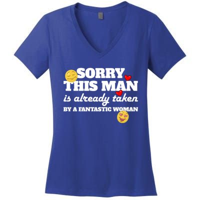 Sorry This Guy Is Already Taken By A Fantastic Gift Women's V-Neck T-Shirt