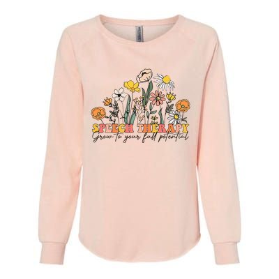 Speech Therapist Gift Speech Therapy Funny SLP Speech Flower Womens California Wash Sweatshirt