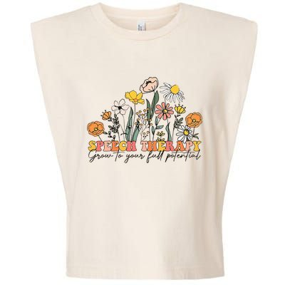 Speech Therapist Gift Speech Therapy Funny SLP Speech Flower Garment-Dyed Women's Muscle Tee