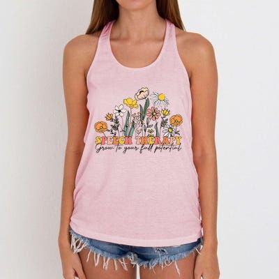 Speech Therapist Gift Speech Therapy Funny SLP Speech Flower Women's Knotted Racerback Tank