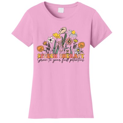 Speech Therapist Gift Speech Therapy Funny SLP Speech Flower Women's T-Shirt