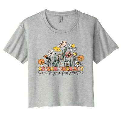 Speech Therapist Gift Speech Therapy Funny SLP Speech Flower Women's Crop Top Tee