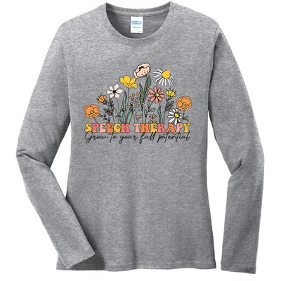 Speech Therapist Gift Speech Therapy Funny SLP Speech Flower Ladies Long Sleeve Shirt