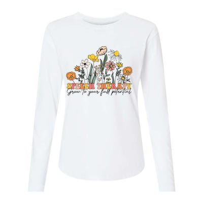 Speech Therapist Gift Speech Therapy Funny SLP Speech Flower Womens Cotton Relaxed Long Sleeve T-Shirt