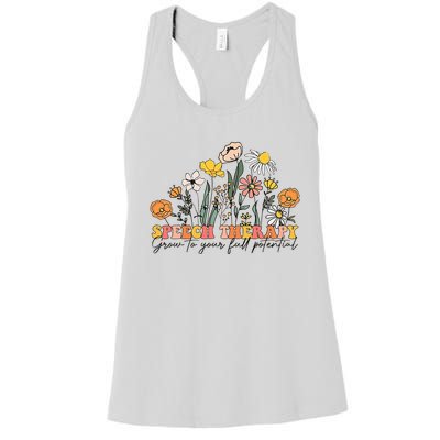 Speech Therapist Gift Speech Therapy Funny SLP Speech Flower Women's Racerback Tank