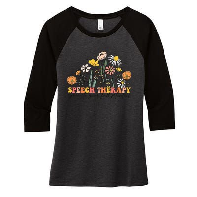 Speech Therapist Gift Speech Therapy Funny SLP Speech Flower Women's Tri-Blend 3/4-Sleeve Raglan Shirt