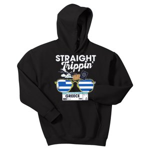 Straight Trippin Greece Vacation Travel Trip Matching Kids Hoodie