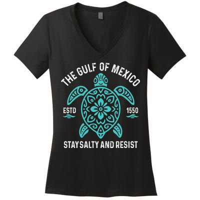 Stay The Gulf Of Mexico Be Salty And Resist Turtle Women's V-Neck T-Shirt