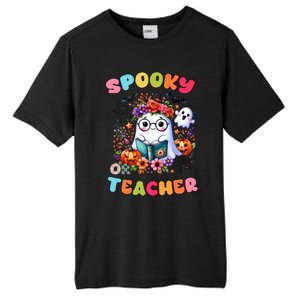 Spooky Teacher Groovy Retro Ghost Teacher Halloween 2024 Funny Gift Tall Fusion ChromaSoft Performance T-Shirt