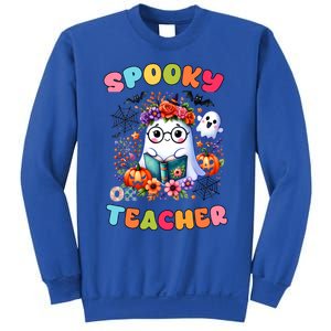 Spooky Teacher Groovy Retro Ghost Teacher Halloween 2024 Funny Gift Sweatshirt